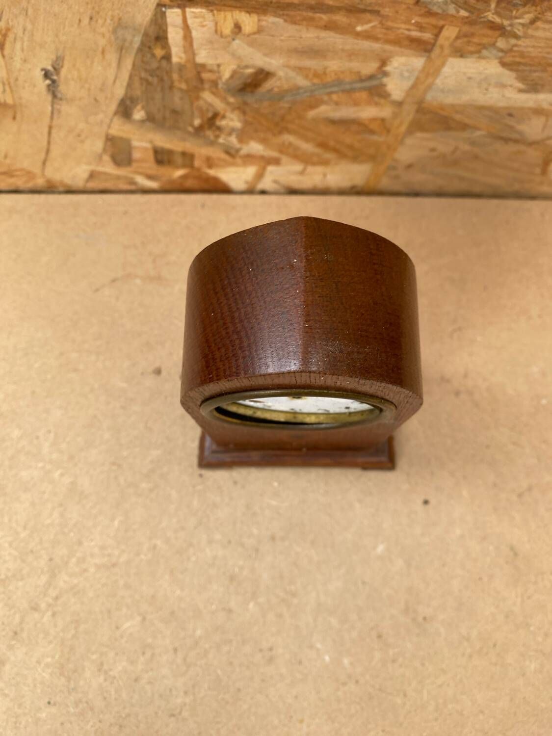 Antique mantel clock arched marquetry mahogany wood vintage