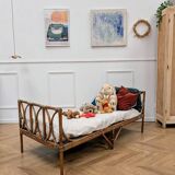 Vintage rattan bed from the 50s and 60s
