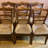 Series of 6 straw chairs