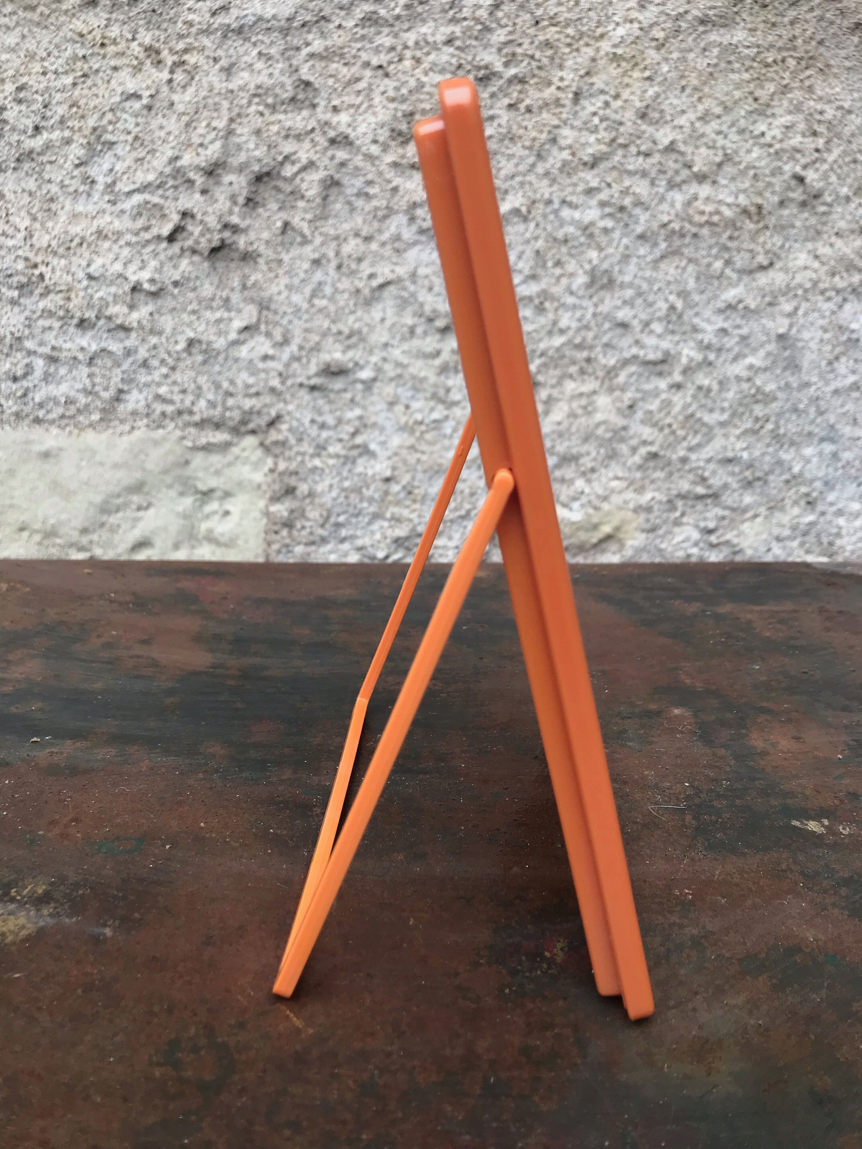 Orange vintage barber mirror 14x19cm