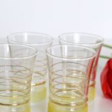 Set de 4 verres vintage, granité jaune et doré, vintage, authentique, années 50