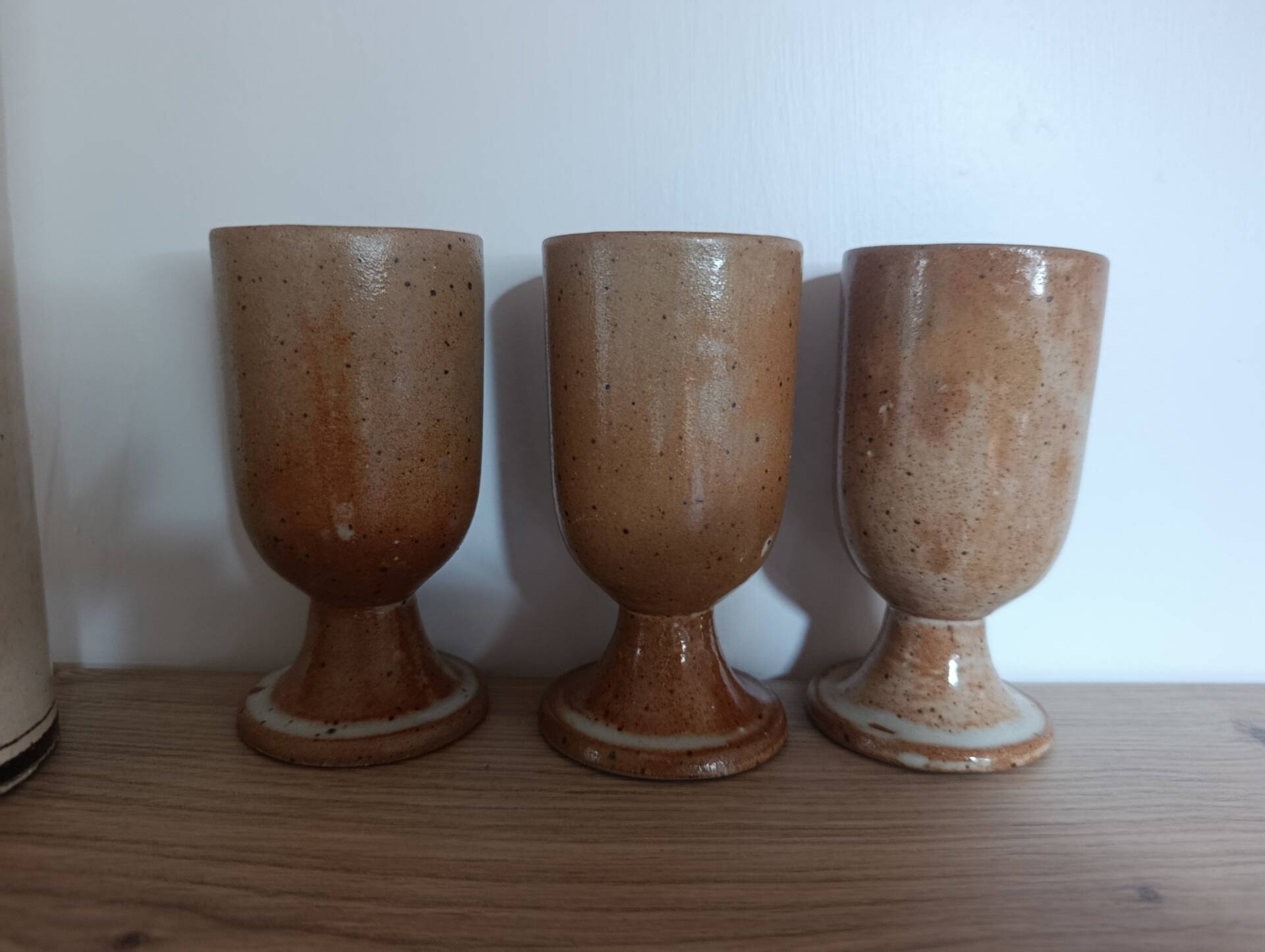 3 mazagrans / authentic vintage natural stoneware cups