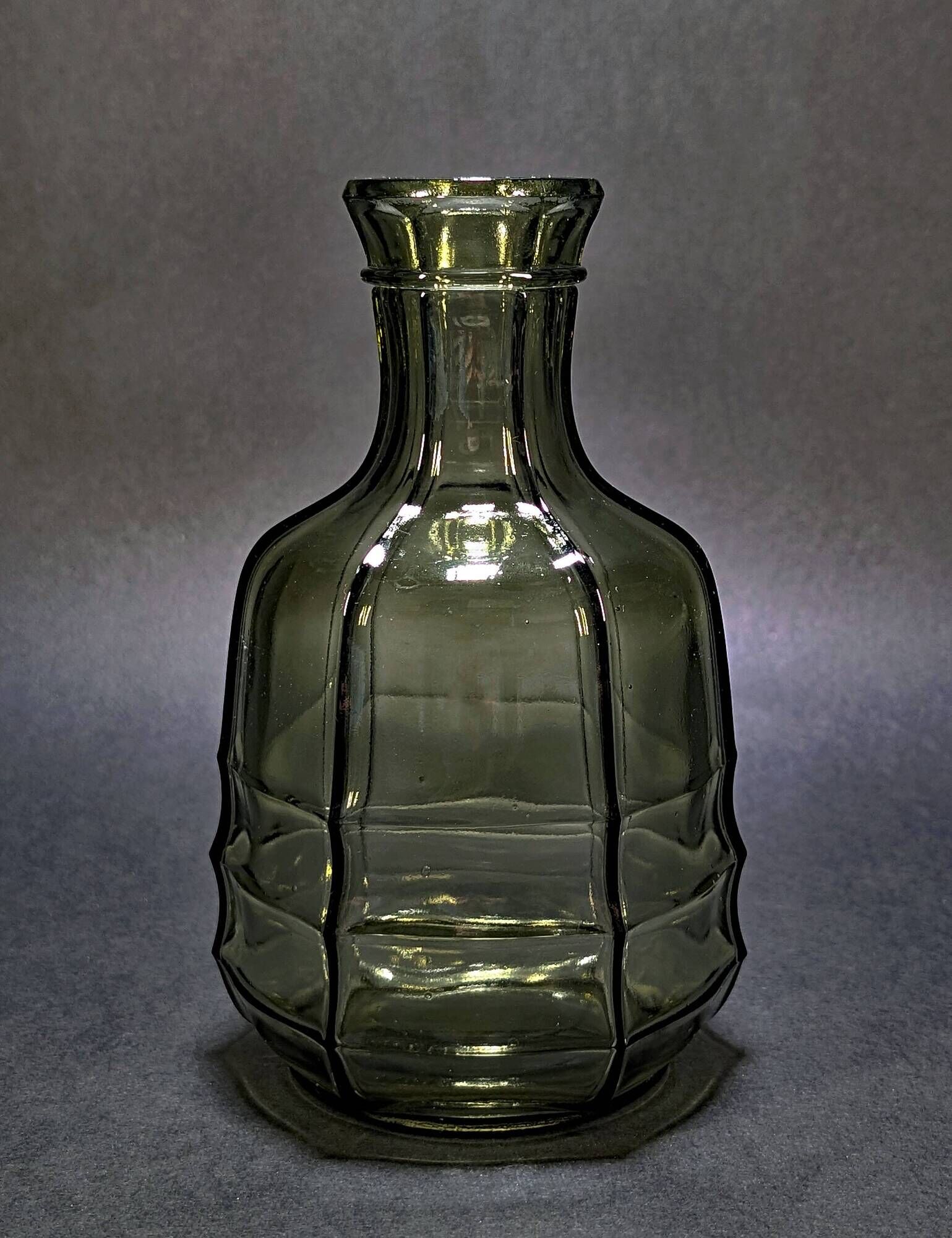 Vintage Czechoslovak Green Glass Carafe with Matching Tumbler