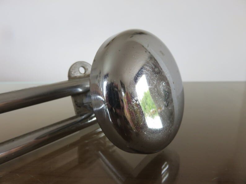Chrome coat rack, 3 70s patères