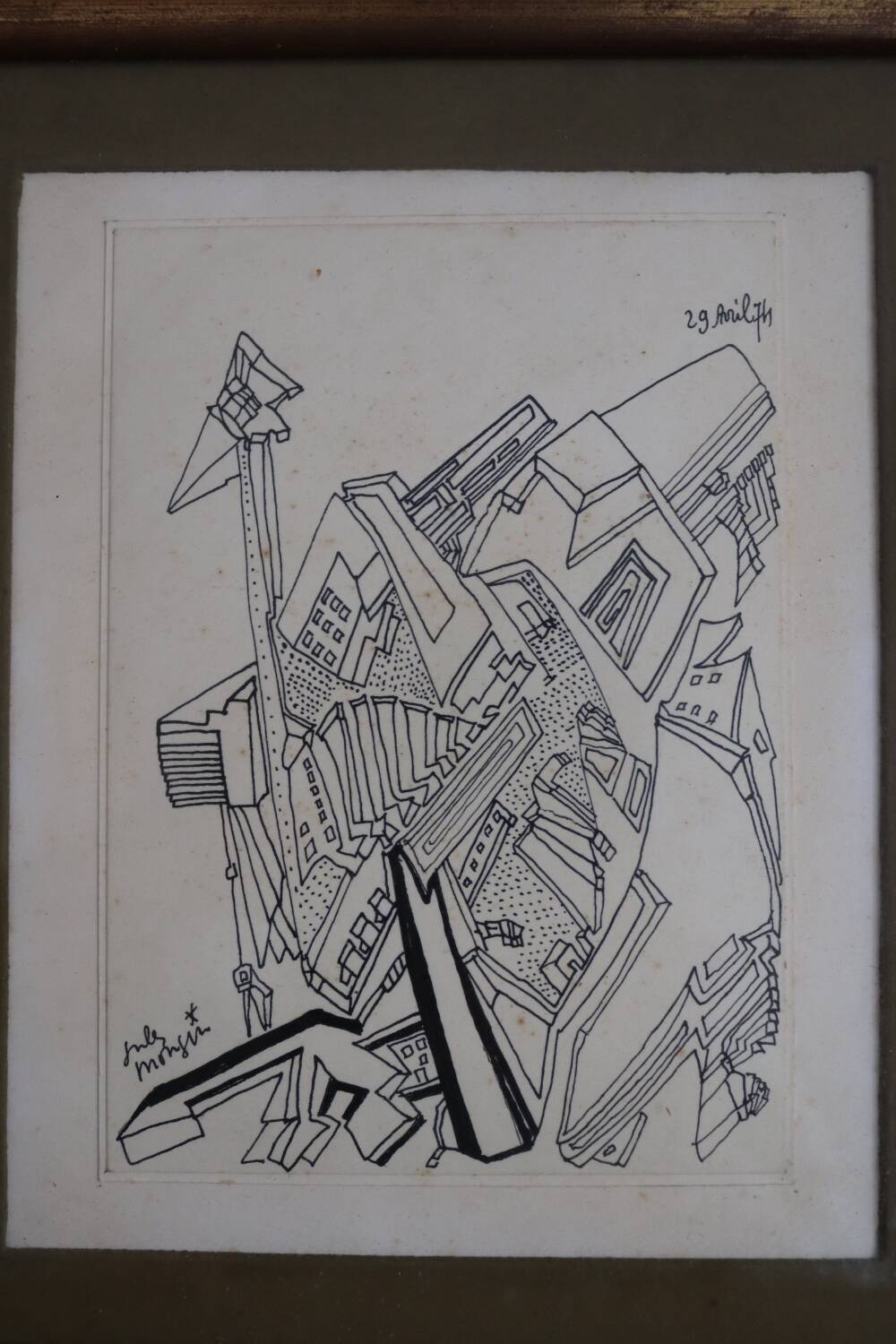 Painting drawing the city Jules Mougin, the poet postman Abstract art brut