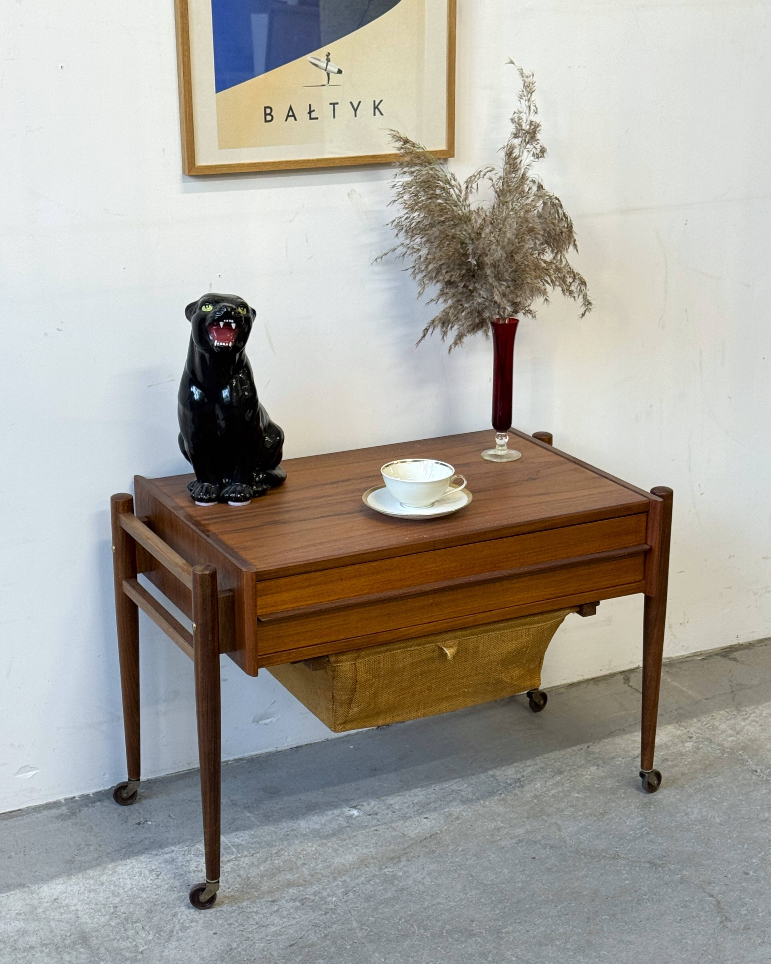 Mobile sewing table, N. Simonsen, Denmark 1960s, mid-century, vintage