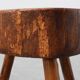 Rustic Oak Tripod Stool with Chunky Round Wooden Seat, France, circa 1920