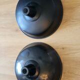 Pair of suspensions industrial lamp workshop lampshade in black enamelled metal