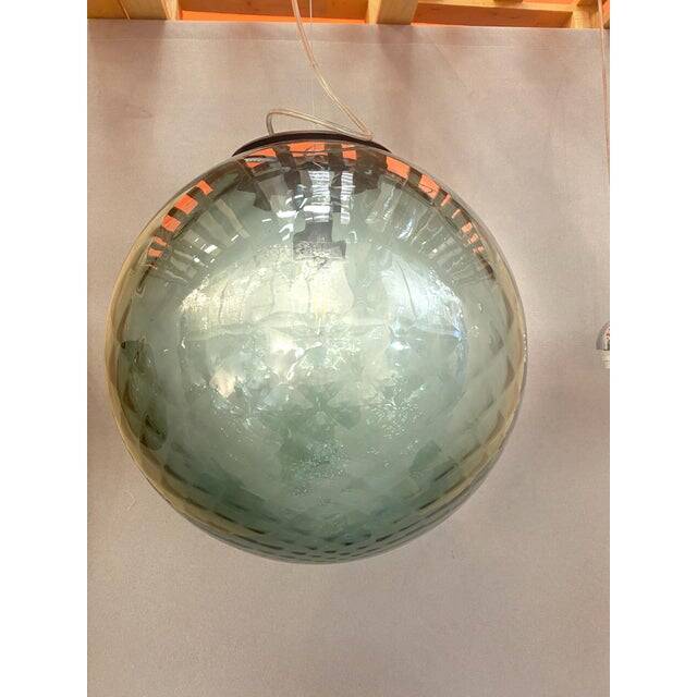 Contemporary Murano Style Balloton Green-Fume' Color Pendant