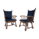 Paire de fauteuils en chêne et paille vintage