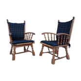 Pair of oak armchairs