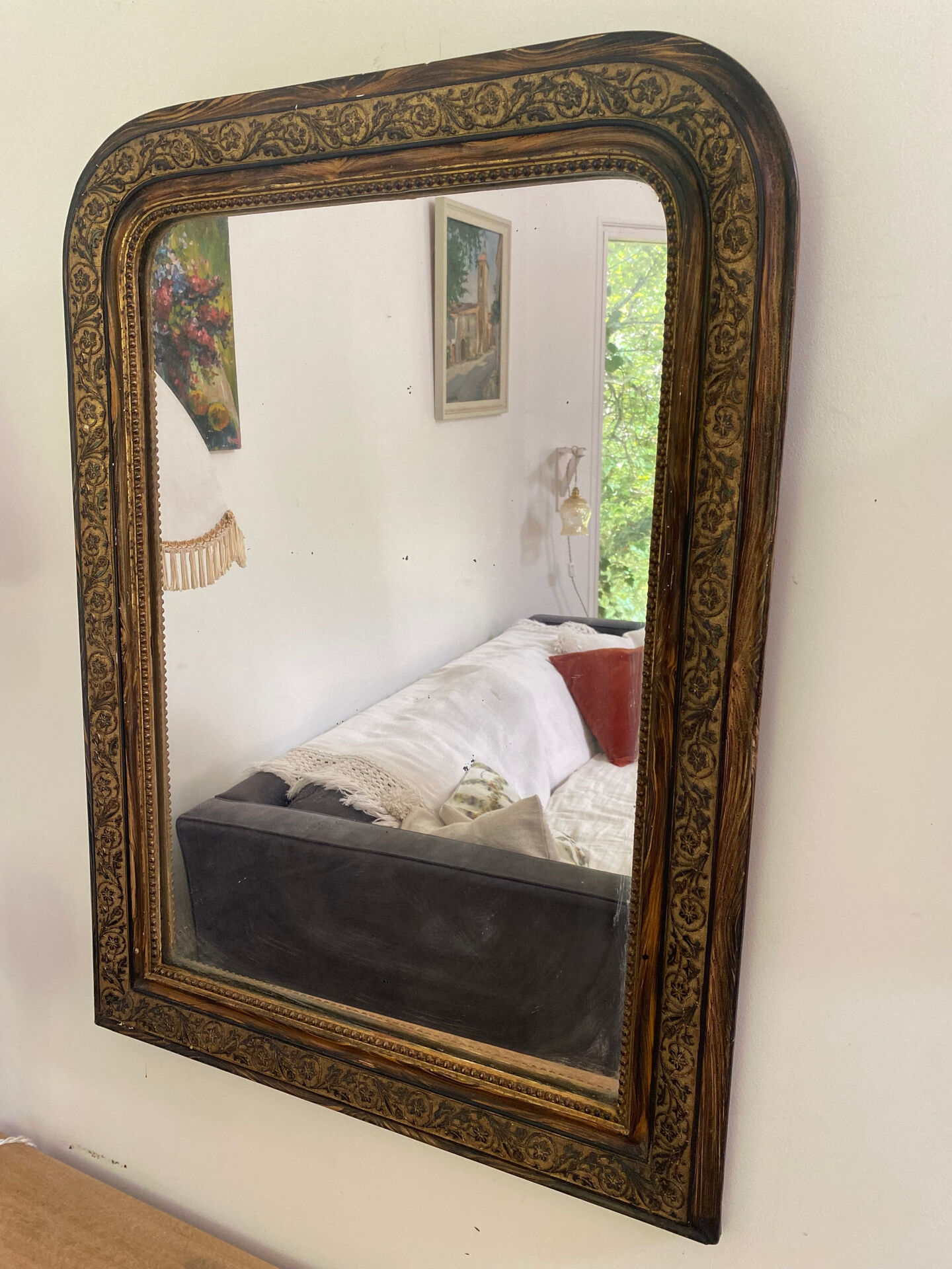 Louis-Philippe mirror, wood and gilded stucco — late 19th century