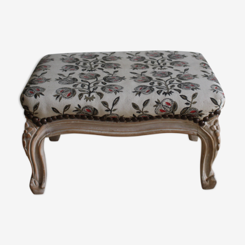 Classic wooden and tapestry style pouf