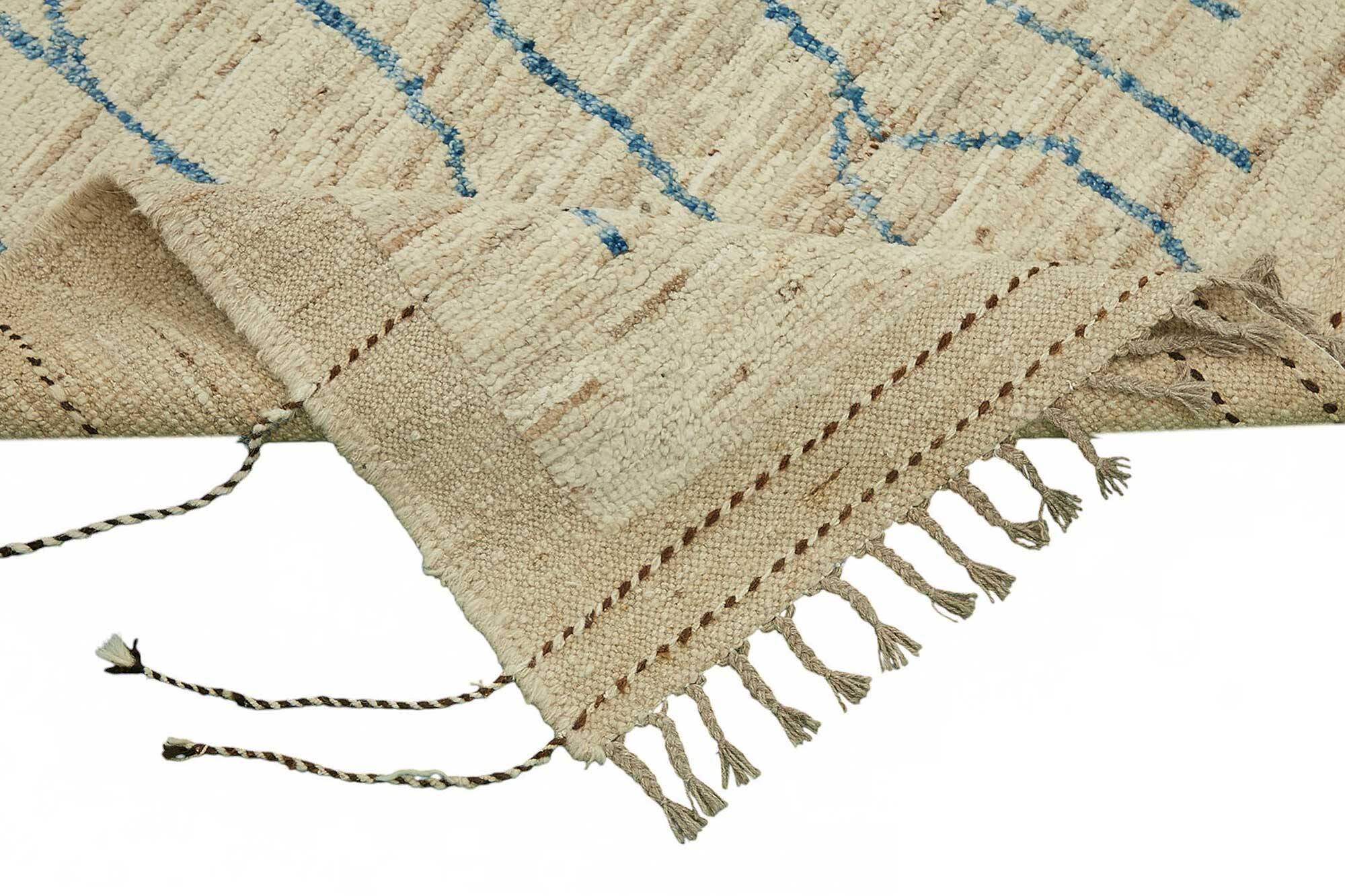 Handwoven Turkish Rustic 212 cm x 311 cm Beige Wool Carpet