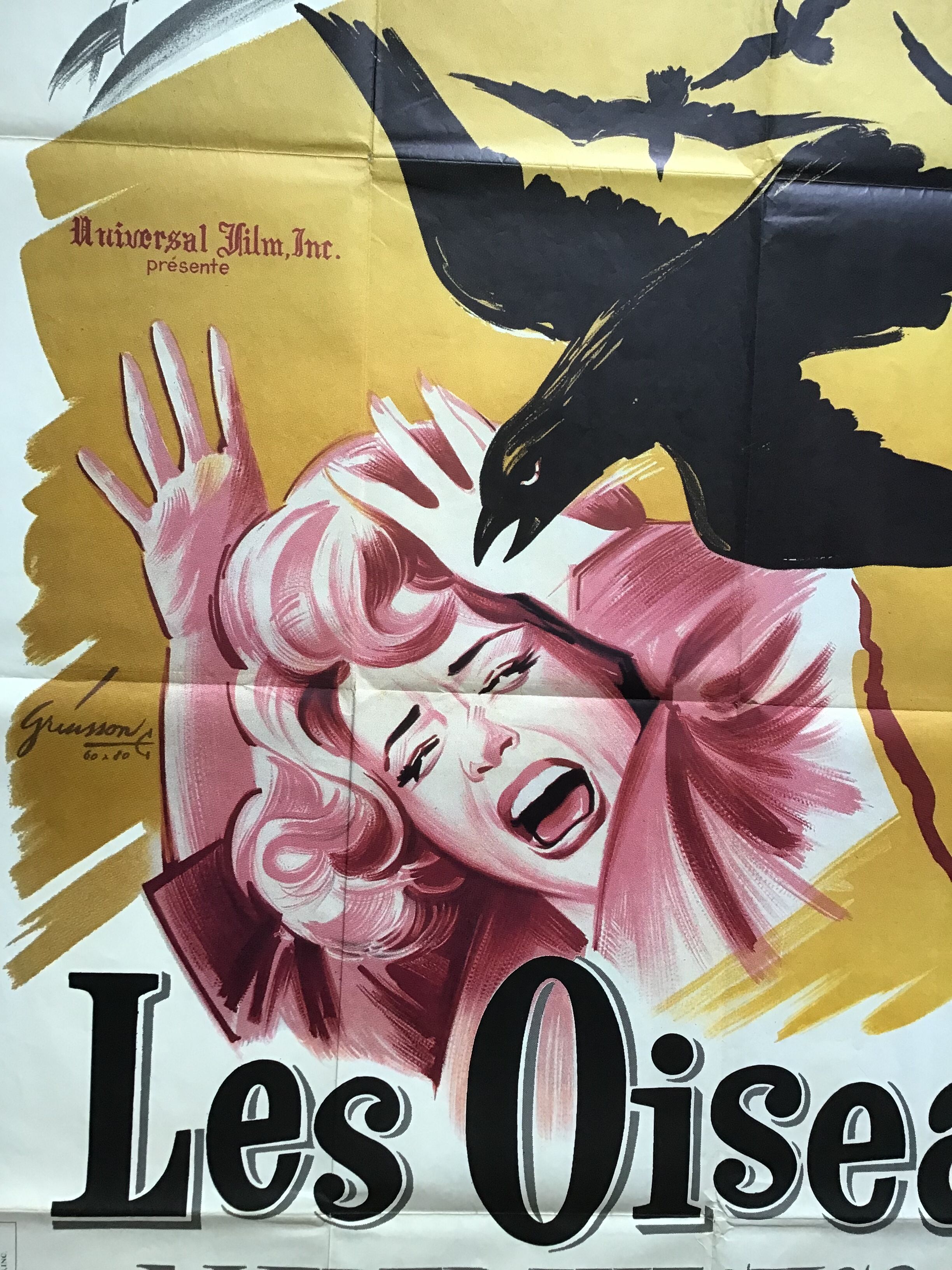Original French cinema poster "Les Oiseaux" by Alfred Hitchcock - 120x160cm