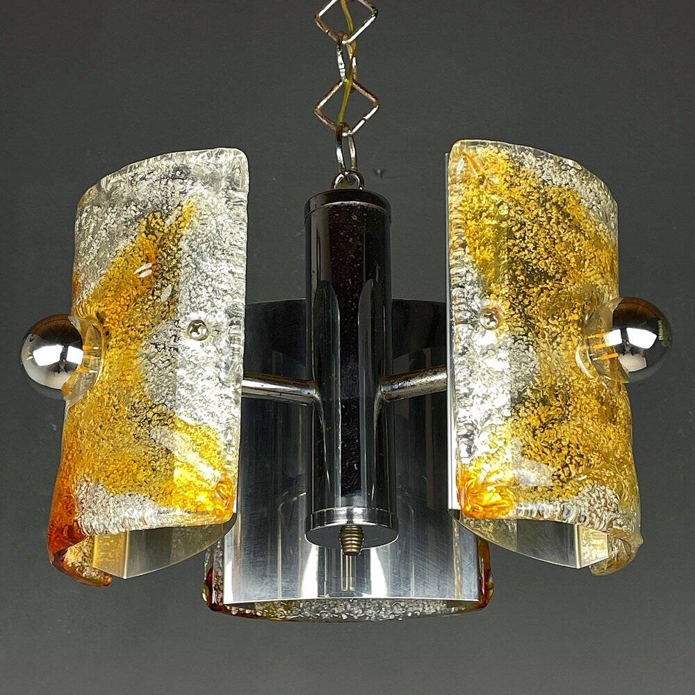 Murano glass chandelier ice mid-century by Av Mazzega, Italy, 1970s