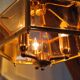 Brass pendant lamp and five-faceted vintage smoked glasses