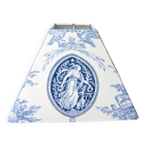 Square lampshade in blue toile de Jouy, Goddess Diana