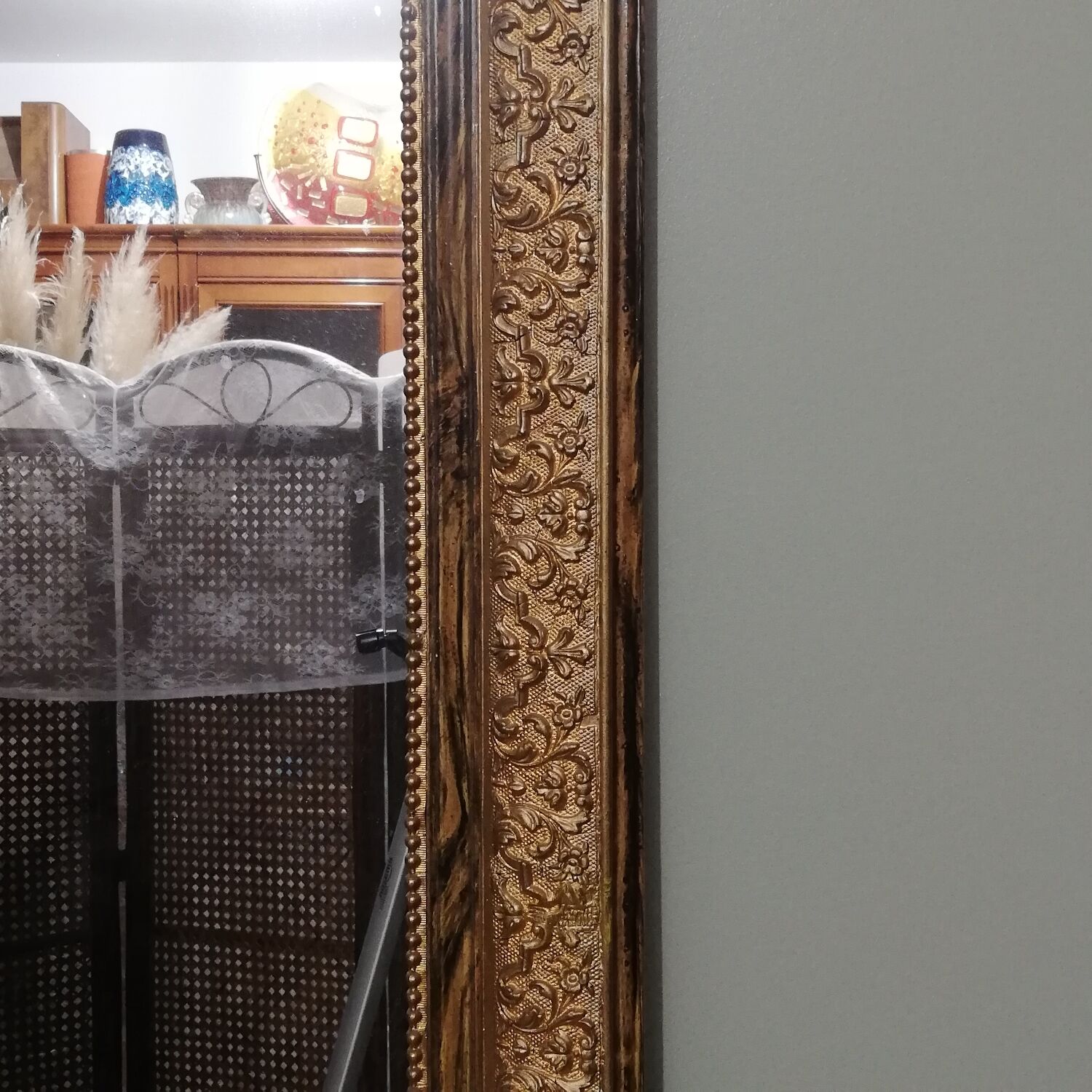 Louis Philippe style mirror in elm-veneered wood and gilded stucco height 83cm