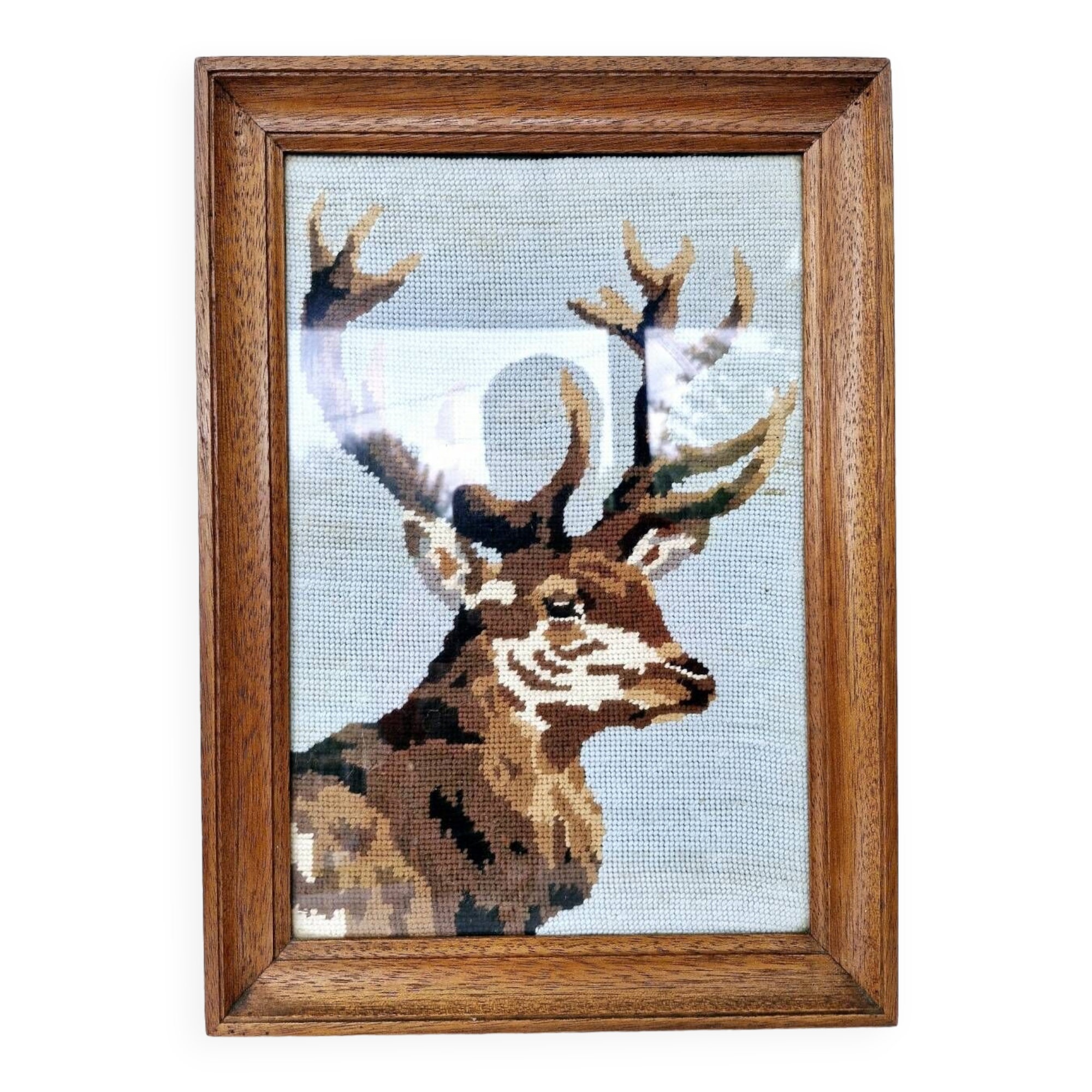 Canvas painting vintage deer 60s with decoration frame