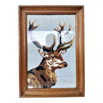 Canvas painting vintage deer 60s with decoration frame