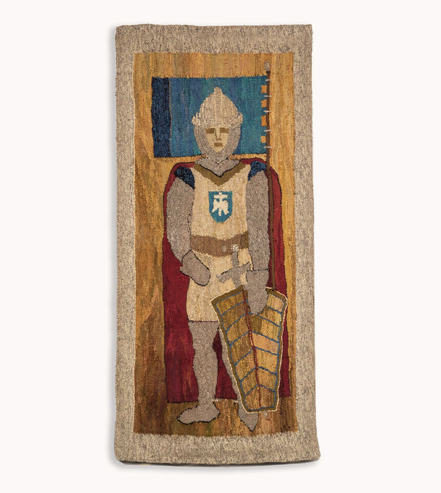 Mid-century norman knight wool wall hanging