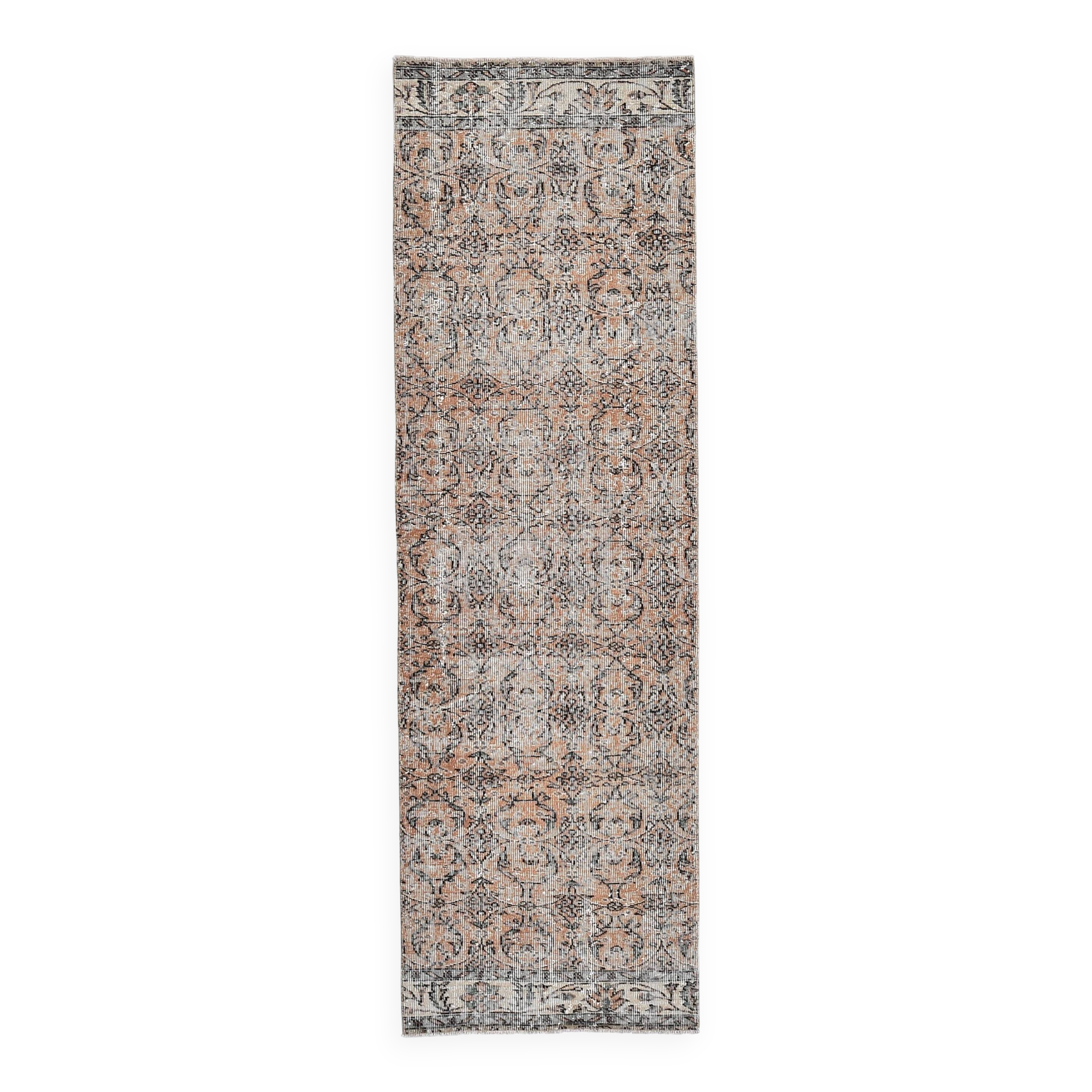Brunt Orange & Beige Vintage Runner Rug 80x268Cm SK 240825