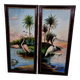 Pair of oil paintings on canvas depicting tropical birds.
