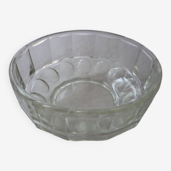 Round salad bowl in old art deco glass