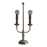Bouillotte type lamp base in silver metal