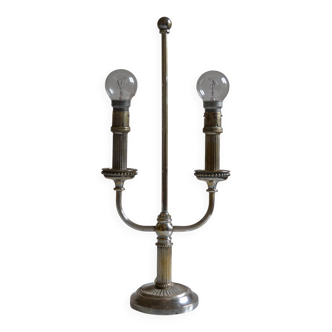 Bouillotte type lamp base in silver metal