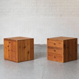 Set of 2 pine cube cabinets in the style of ate van apeldoorn, dutch design, 1960’s