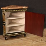 French corner cabinet in Boulle style with marble top