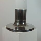 Lampadaire vintage style spatial, ampoule Temde, verre opale chromé.