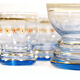 Carafe and 6 blue glasses