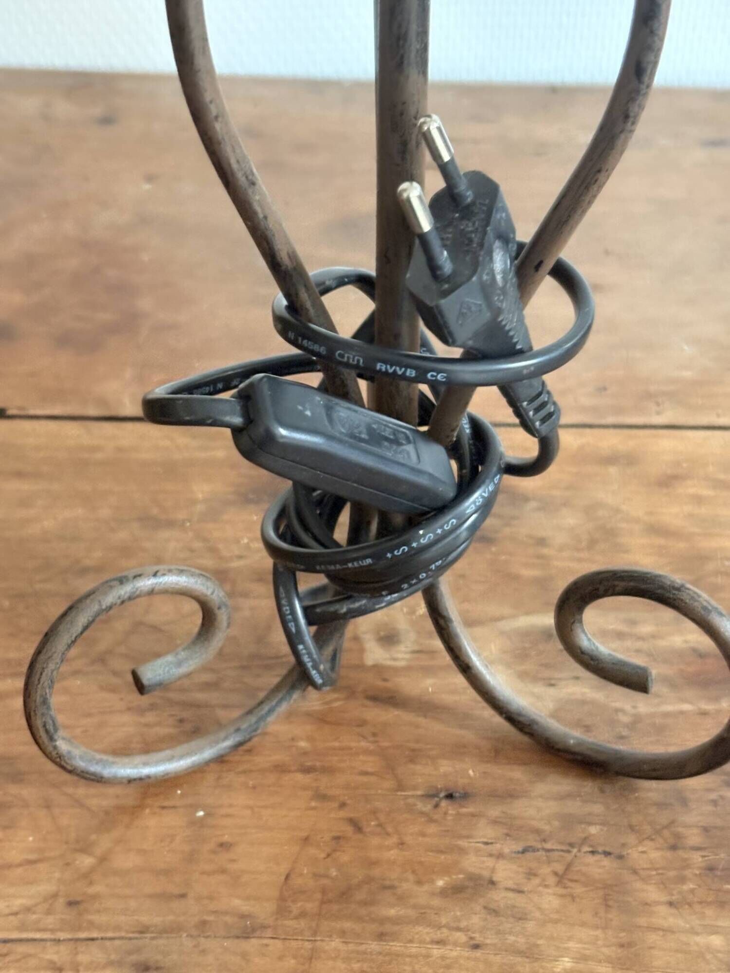Table Lamp Wrought Iron Style Rustic Neoclassical Chic Art Deco Volutes