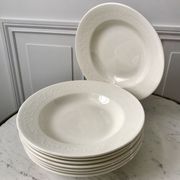 Set of 8 hollow plates Digoin Sarreguemines model Alphabet relief beige 40s