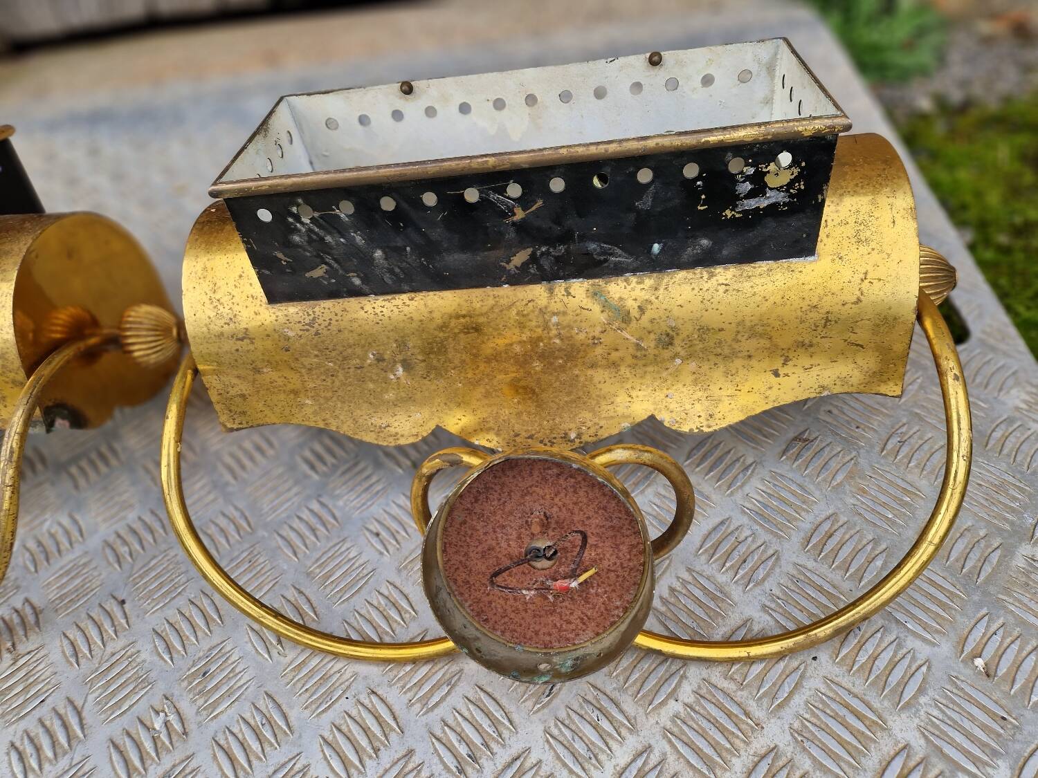 Pair of gilded brass wall lights, 1970s