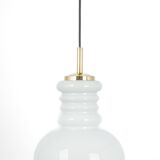 Large white opaline glass pendant light by Peill Putzler, Germany, 1970.