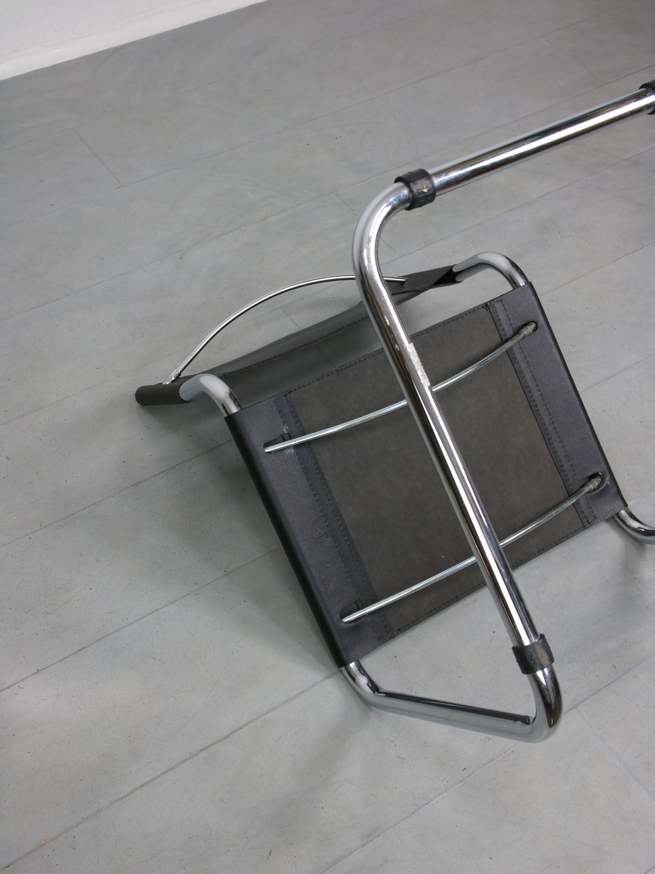 Vintage black leather bauhaus chair, italy