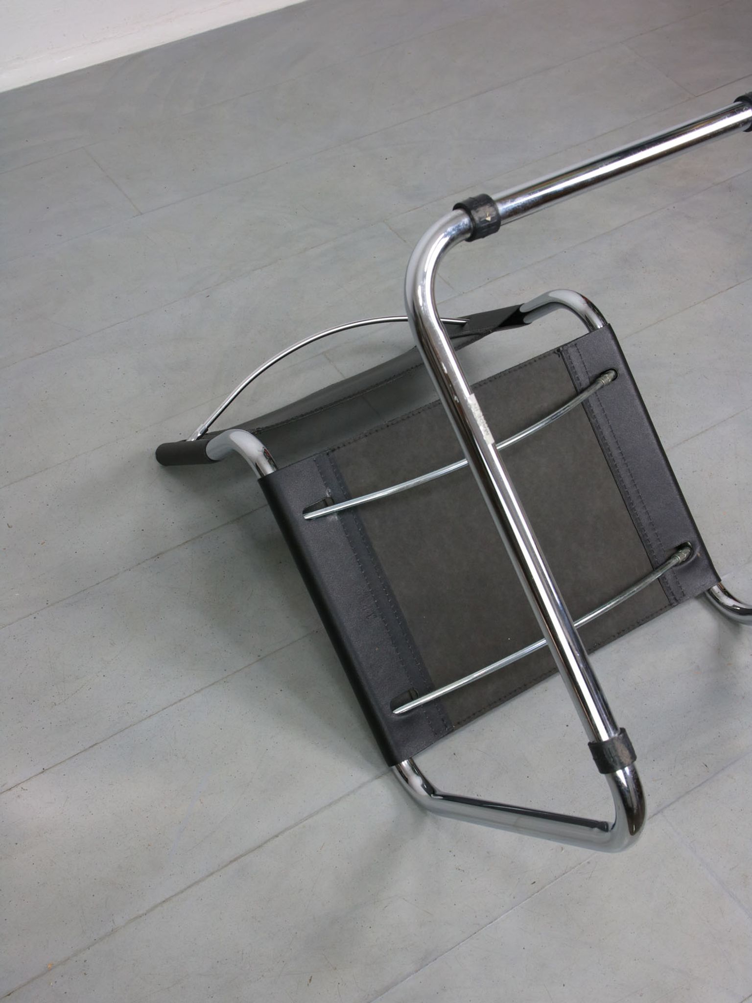 Vintage black leather bauhaus chair, italy