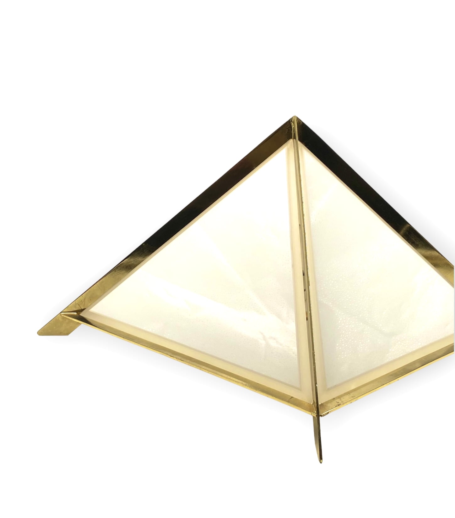 Golden brass Pyramidal table lamp, Christos, Italy 1970
