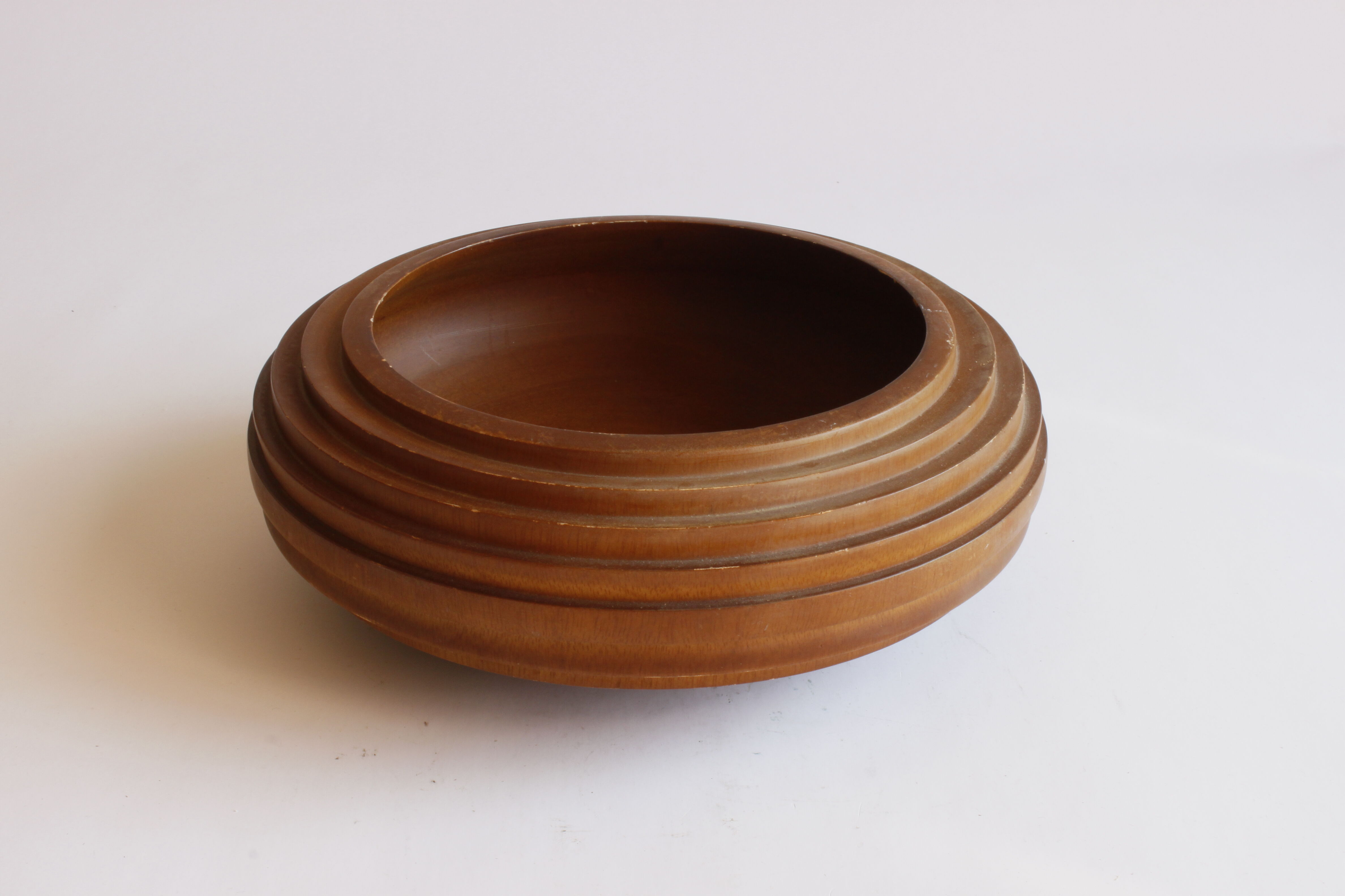 Ribbed turned wooden bowl, 1980