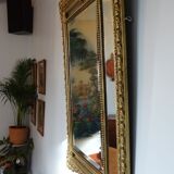 Miroir XIXème à parcloses, stuc doré - 131x83cm