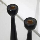 Pair of Scandinavian wooden candlesticks 1960
