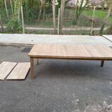 Renovated extendable farmhouse dining table in solid oak from the 19th century, 250-350.
