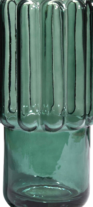 Glass vase with wide green streaks 27cm