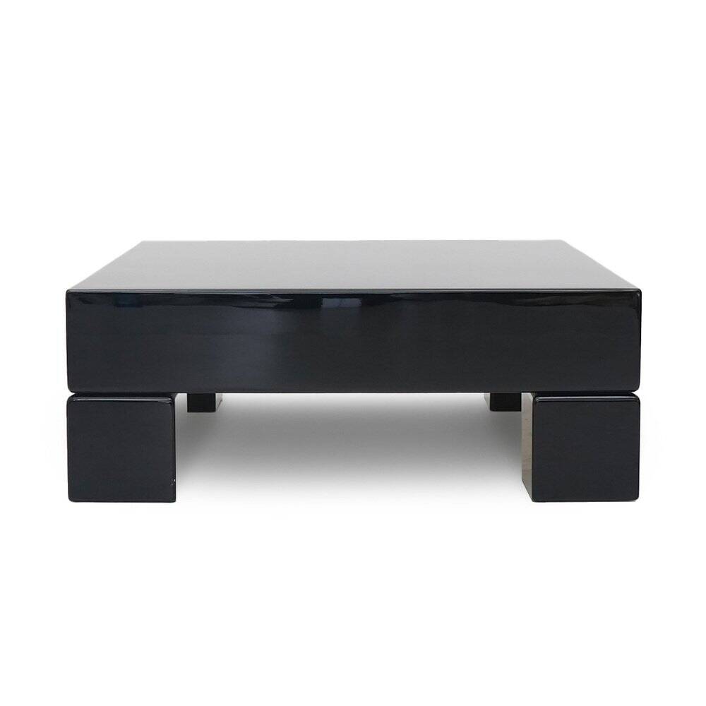 Black lacquered square table, 1970s