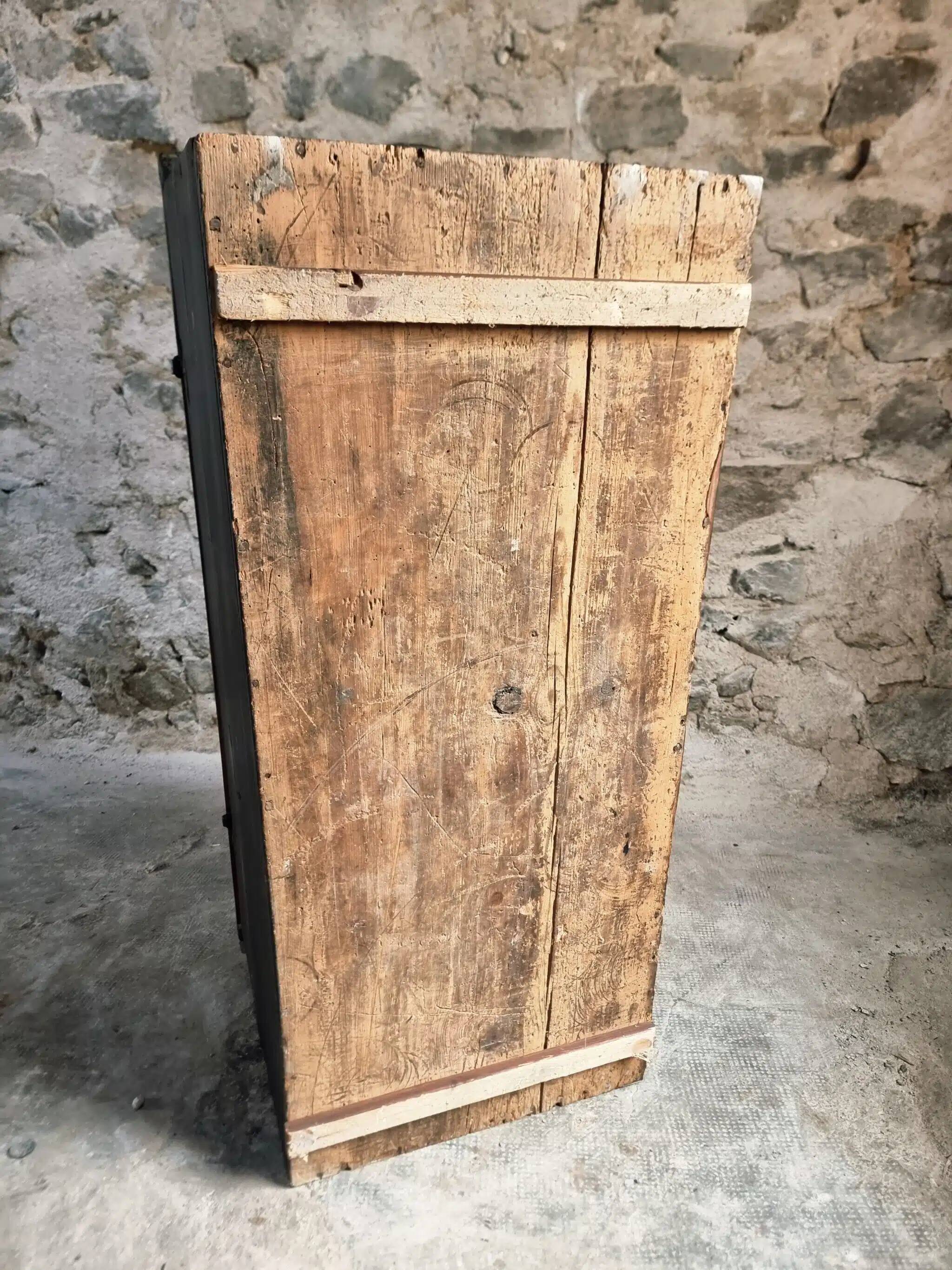 Antique French pine chest – 1838, painted folk art