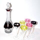 Carafe et 6 verres à liqueur Saint-Louis Bristol Joseph overlay cristal doublé